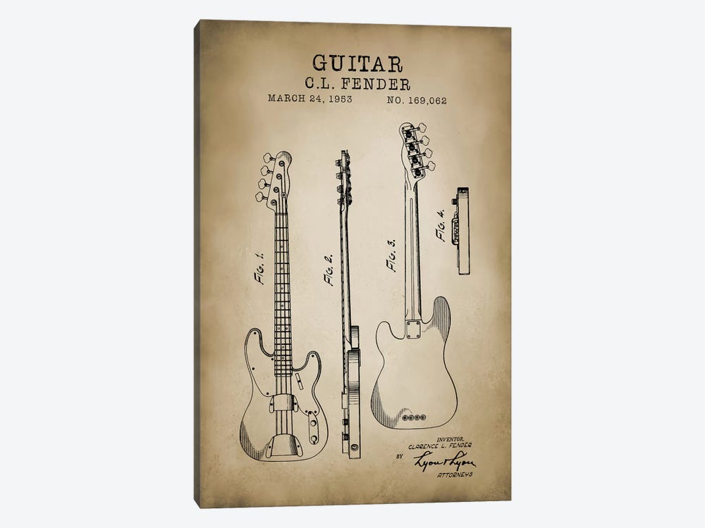 Fender Guitar by PatentPrintStore 1-piece Art Print