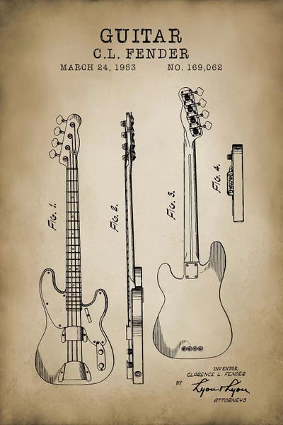 Music Blueprints: Fender Guitar by PatentPrintStore