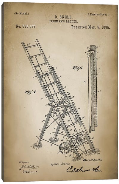 Firefight III Canvas Art Print - Engineering & Machinery Blueprints