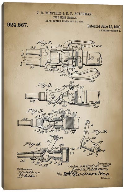 Firefight VI Canvas Art Print - Engineering & Machinery Blueprints