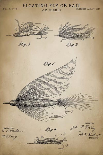 Floating Fly by PatentPrintStore framed wall art