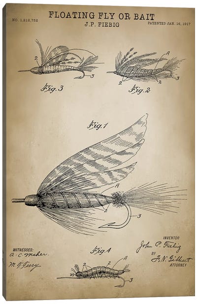 Floating Fly Canvas Art Print - PatentPrintStore