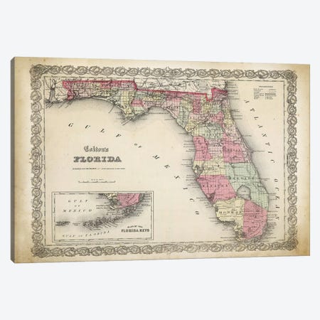 Florida Map, 1863 Canvas Print #PAT56} by PatentPrintStore Canvas Artwork