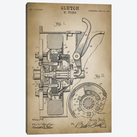 Ford Clutch Canvas Print #PAT58} by PatentPrintStore Art Print