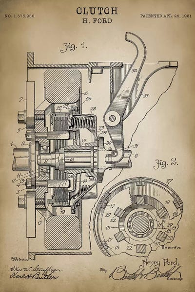 Engineering & Machinery Blueprints: Ford Clutch by PatentPrintStore