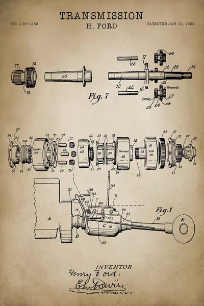 PatentPrintStore: Ford Transmission, 1928 by PatentPrintStore