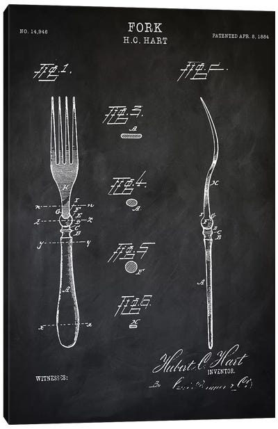 Fork Canvas Art Print - Food & Drink Blueprints