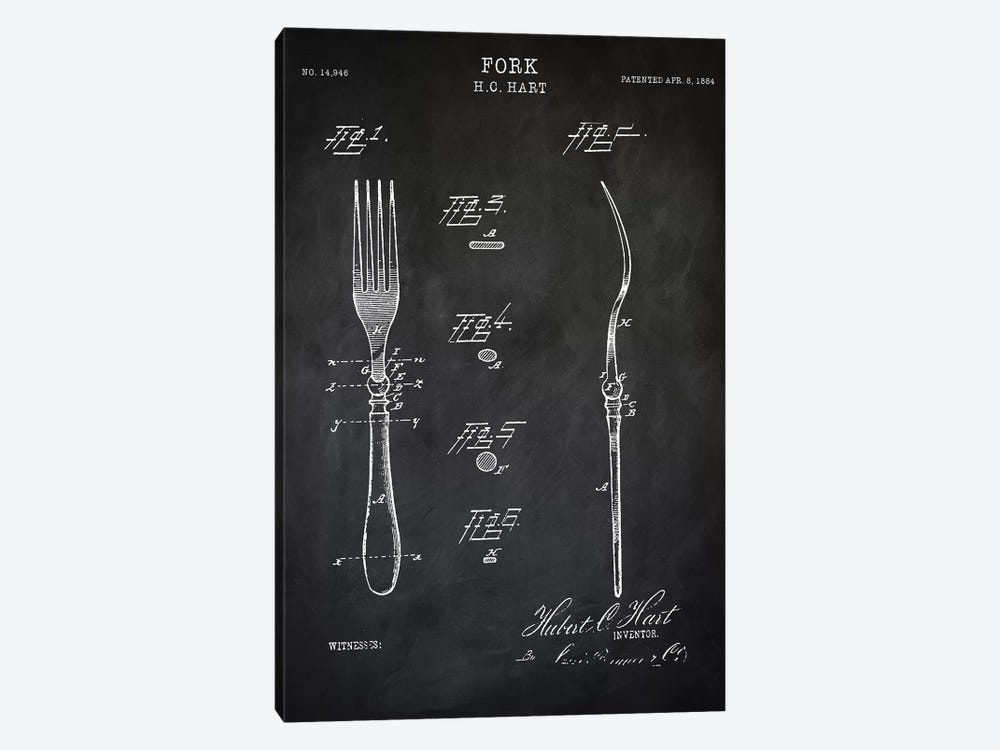 Fork by PatentPrintStore 1-piece Canvas Art