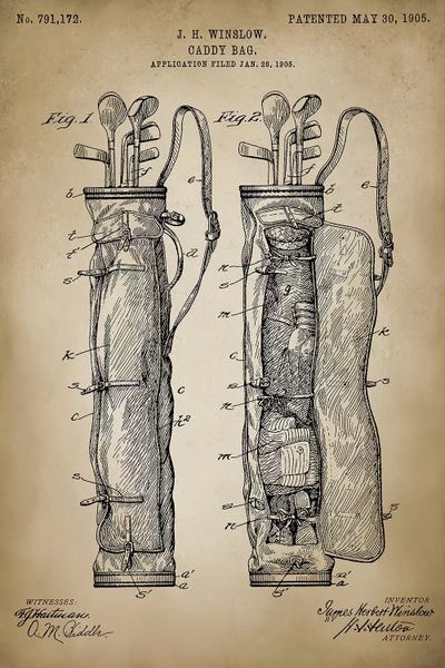 Sports Blueprints: Golf Bag by PatentPrintStore