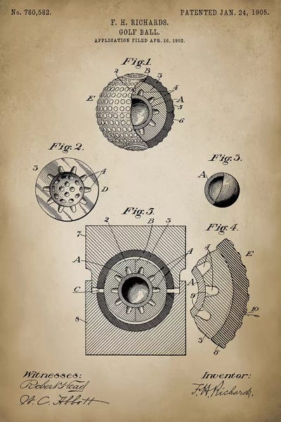 Golf: Golf Ball by PatentPrintStore