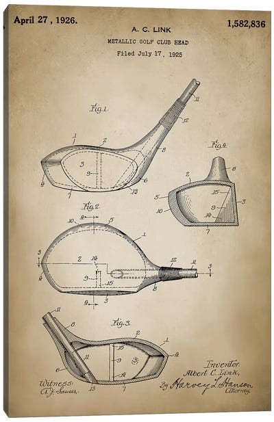 Golf Club Canvas Art Print - Blueprints & Patent Sketches
