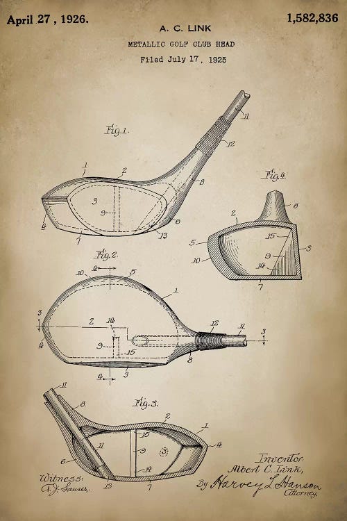 Golf Club by PatentPrintStore wall art