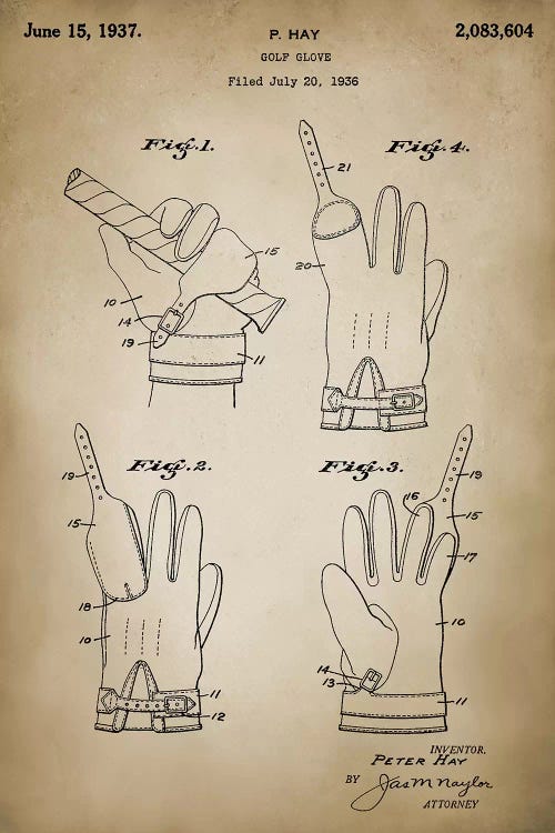 Golf Glove by PatentPrintStore wall art