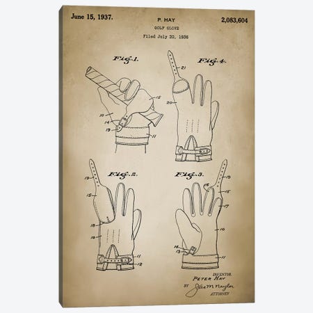Golf Glove Canvas Print #PAT64} by PatentPrintStore Art Print