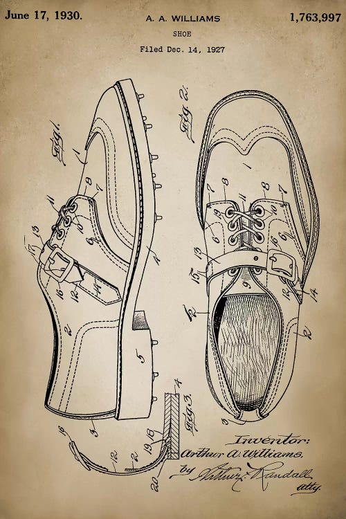 Golf Shoes by PatentPrintStore wall art