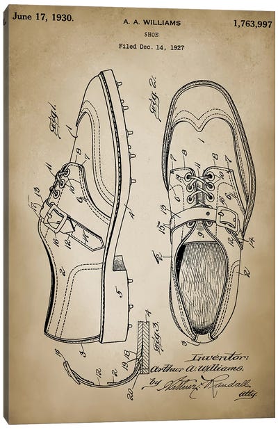 Golf Shoes Canvas Art Print - PatentPrintStore
