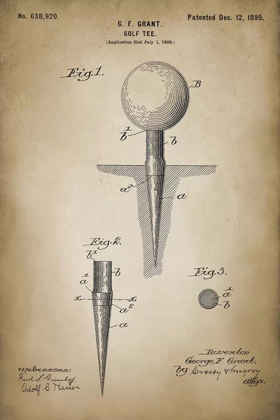 Golf Tee by PatentPrintStore framed wall art