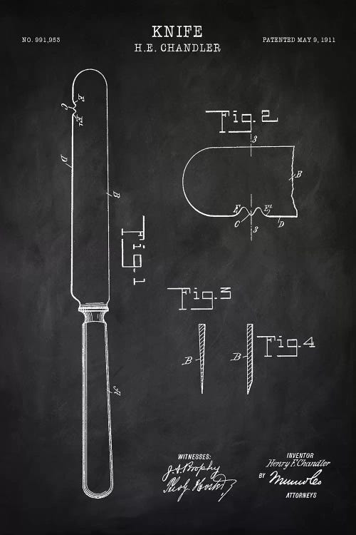 Knife by PatentPrintStore wall art