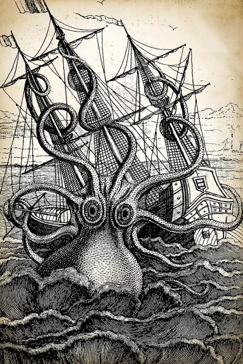 Kraken by PatentPrintStore wall art