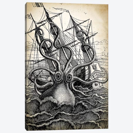 Kraken Canvas Print #PAT82} by PatentPrintStore Canvas Artwork