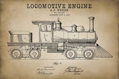 Locomotive Engine, 1891 by PatentPrintStore framed wall art