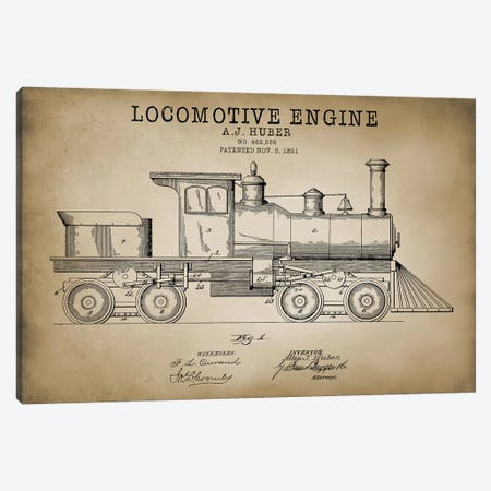 Locomotive Engine, 1891 Canvas Print #PAT84} by PatentPrintStore Art Print