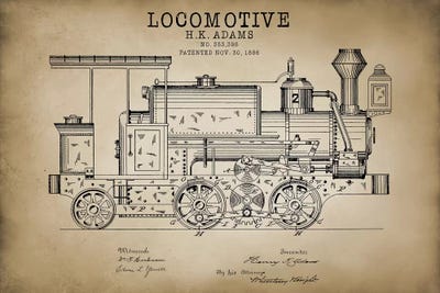 Locomotive, 1886 by PatentPrintStore metal wall art