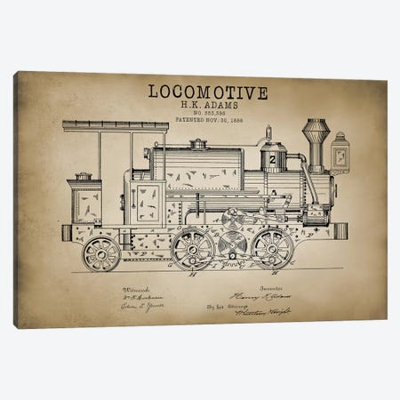 Locomotive, 1886 Canvas Print #PAT85} by PatentPrintStore Canvas Art Print