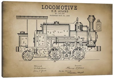 Locomotive, 1886 Canvas Art Print - Engineering & Machinery Blueprints
