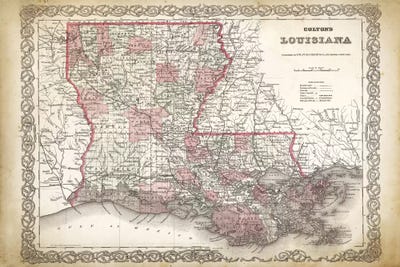 Louisiana Map, 1886 by PatentPrintStore framed wall art