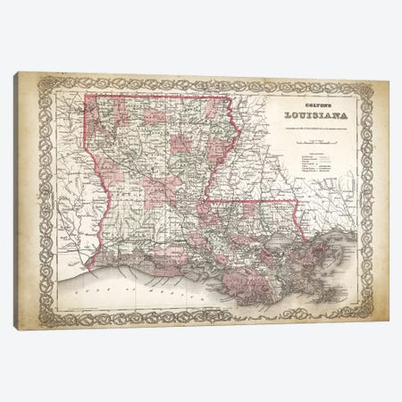 Louisiana Map, 1886 Canvas Print #PAT86} by PatentPrintStore Art Print