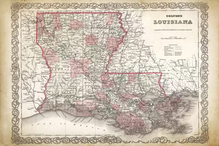 Louisiana Map, 1886