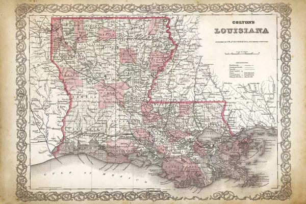 American Décor: Louisiana Map, 1886 by PatentPrintStore