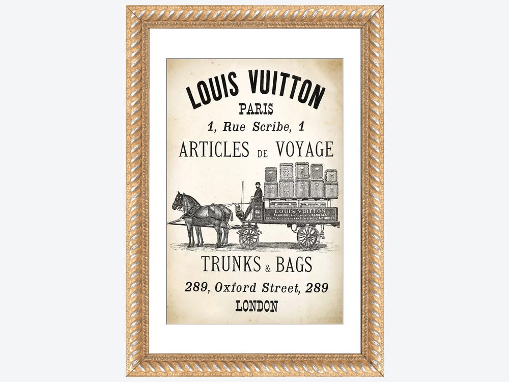 Vintage Woodgrain Louis Vuitton Sign 4 by 5by5collective Fine Art Paper Print ( Fashion > Historical Fashion art) - 24x16x.25
