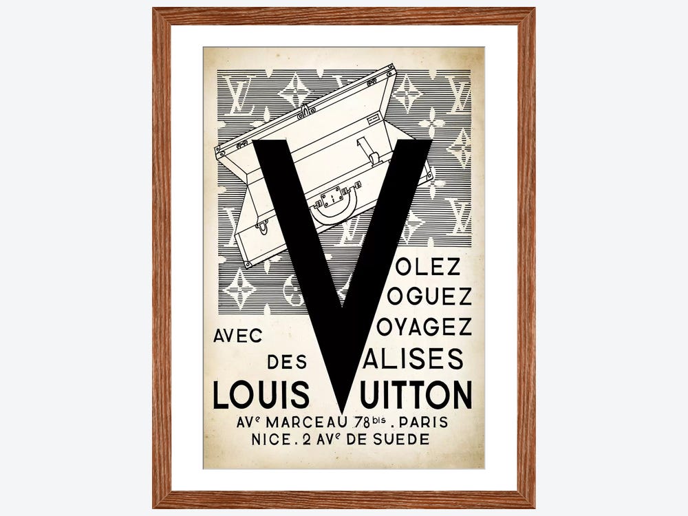 Framed Canvas Art (White Floating Frame) - Vintage Louis Vuitton Advertisement 2 by 5by5collective ( Fashion > Fashion Brands > Louis Vuitton art) 