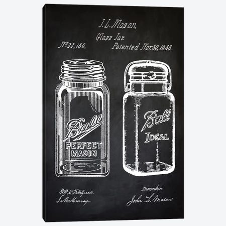 Mason Glass Jar Canvas Print #PAT90} by PatentPrintStore Canvas Art Print