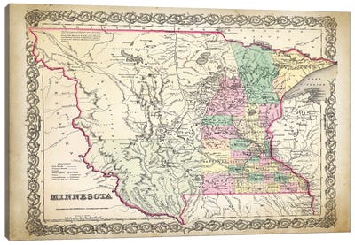 Minnesota Map Canvas Art Print - Antique Maps