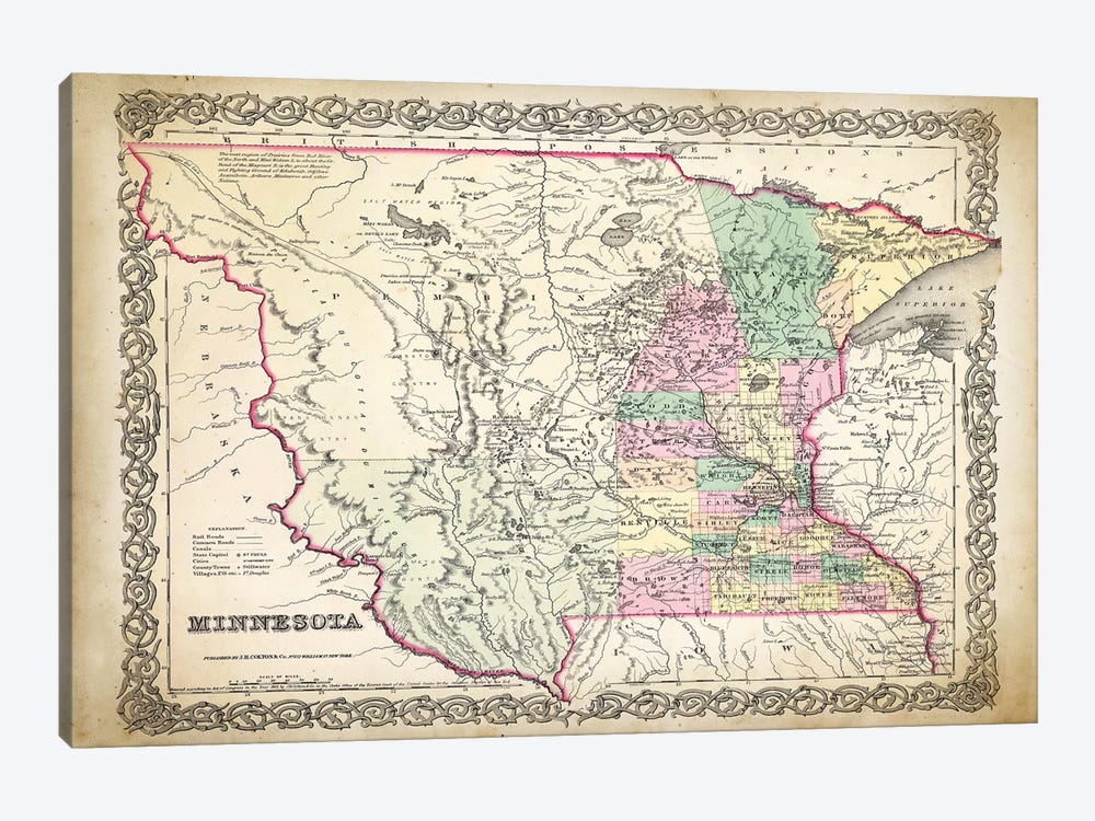 Minnesota Map by PatentPrintStore 1-piece Canvas Artwork