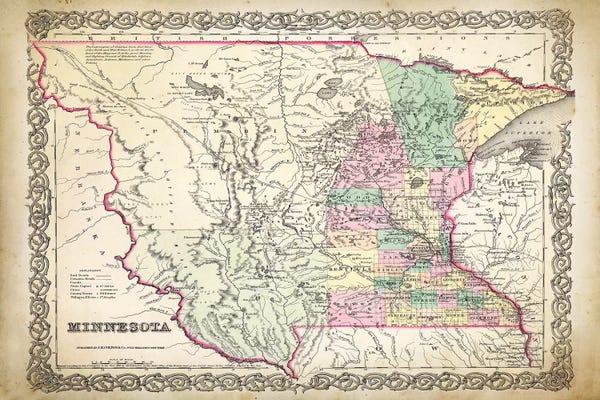 Large Map Art - Canvas Prints: Minnesota Map by PatentPrintStore