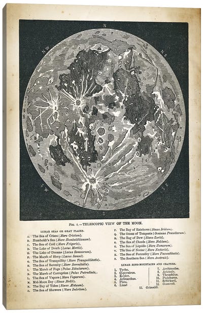 Moon Map Canvas Art Print - PatentPrintStore