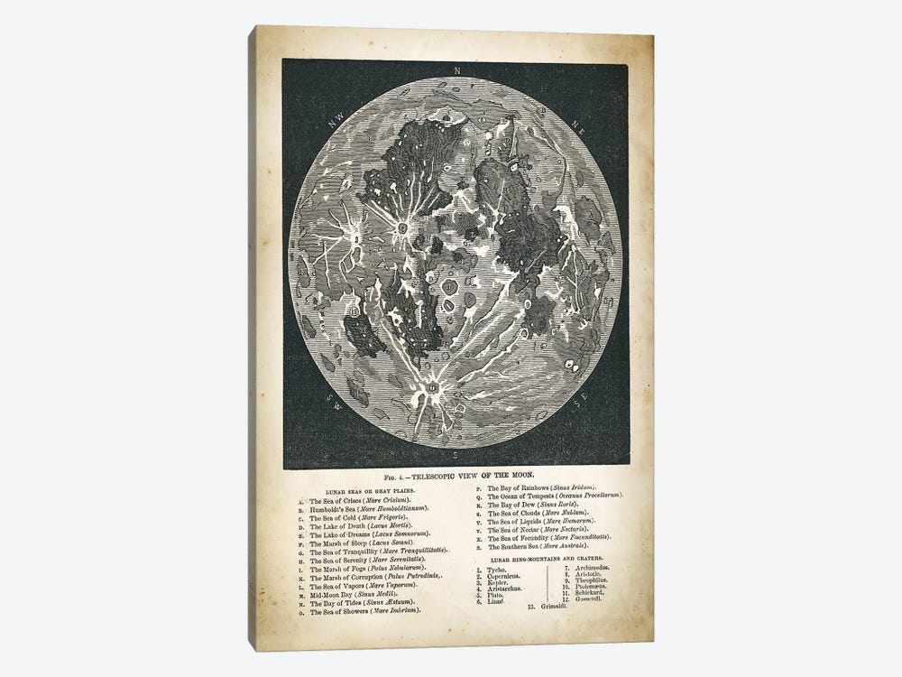 Moon Map by PatentPrintStore 1-piece Canvas Art Print