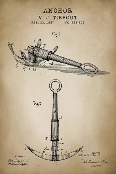 Nautical Blueprints: Nautical, Anchor by PatentPrintStore