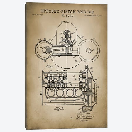 Opposed-Piston Engine Canvas Print #PAT99} by PatentPrintStore Art Print