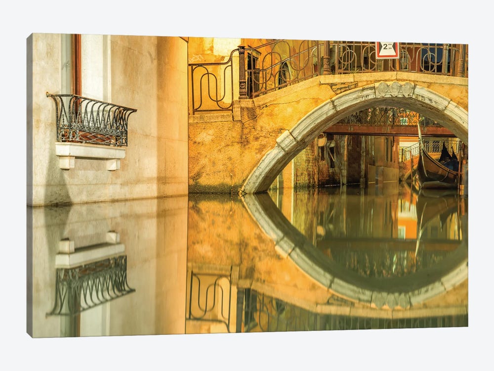 Venice, Italy, Canal Reflection by Mark Paulda 1-piece Canvas Print