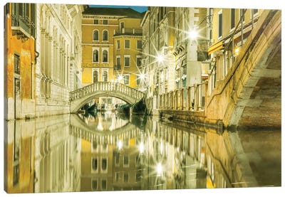Venice, Italy, Canal Reflections Canvas Art Print - Mark Paulda