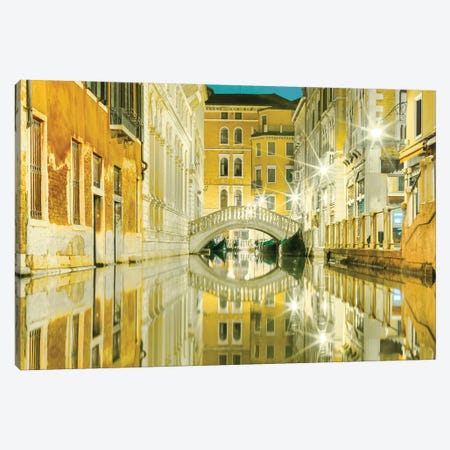 Venice, Italy, Yellow Reflections Canvas Print #PAU104} by Mark Paulda Canvas Art Print