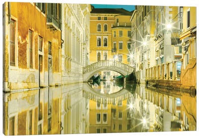 Venice, Italy, Yellow Reflections Canvas Art Print - Mark Paulda