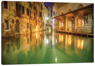 Venice, Italy, Glow On The Canal Canvas Art Print - Venice Art