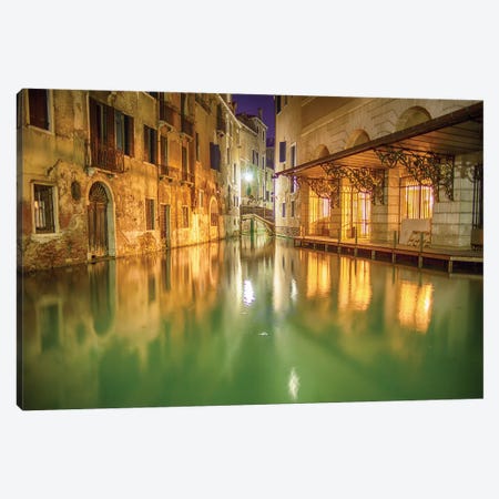 Venice, Italy, Glow On The Canal Canvas Print #PAU107} by Mark Paulda Canvas Print