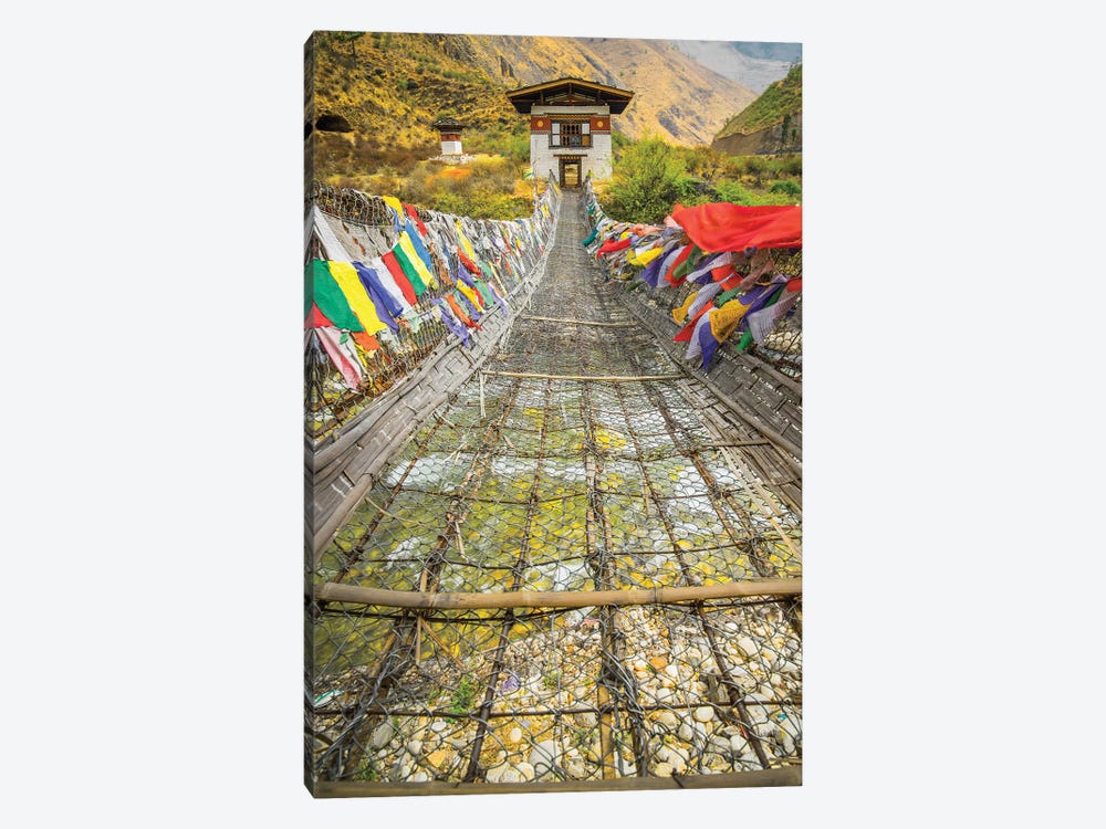 Bhutan Iron Bridge With Prayer Flags by Mark Paulda 1-piece Canvas Art